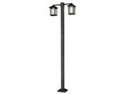 Z Lite 523 2 536P BK Mesa 2 Light Black Post Light with Clear Glass Shade