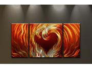 Metal Wall Art Abstract Modern Contemporary Authentic Sculpture Large Heart Fire