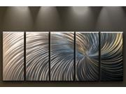 Metal Wall Art Abstract Contemporary Sculpture Home Decor Modern Silver Swirl