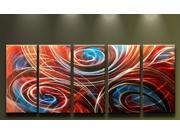 Metal Wall Art Abstract Modern Contemporary Large Sculpture 5 Panels Red Flames