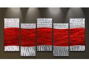 Metal Wall Art Contemporary Abstract Modern Sculpture 5 Panels HUGE Red Waves