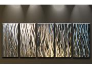 Metal Wall Art Abstract Contemporary Sculpture Home Decor Silver Waterfall