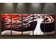 Metal Wall Art Abstract Landscape Modern Sculpture Contemporary Red White Tree