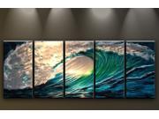 Metal Wall Art Abstract Modern Seascape Contemporary Home Decor 5 Panels Waves