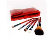 Red Croc 5 Piece Professional Makeup Brush Travel Set From Royal Care Cosmetics