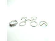 6Pcs silver Plated Punk Metal Chain Joint Finger Knuckle Rings Set
