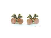 Gold Tone Pink Crystals Screw Back Butterfly Women and Teen earrings