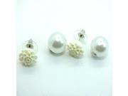 Women s Silver tone Double Sided Crown Crystal Pearl Stud Earrings Jewelry