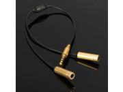 New 30cm Headphone Earphone Headset 3.5MM Male to 2 Female Audio Splitter Extension Cable Adapter