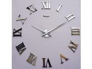 Vintage DIY Wall Clock 3D Roman Numerals Stickers Home Decor Art Clock Gold
