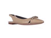 Coach Rodney Chain Strap Pointed Toe Slingback Flats Nude 6 M US