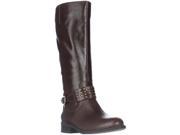 AL35 Jaycee Strap Studded Knee High Boots Dark Brown 8.5 M US 39.5 EU