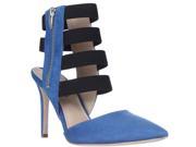 Via Spiga Damali Strappy Pointed Toe Side Zip Heels Blue Multi 8 M US 39 EU