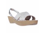 Kenneth Cole Fine Time Comfort Platform Wedge Sandals Light Silver 10 M US 41 EU