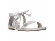 Rialto Robyn Flat Lace up Sandals Silver Metallic 7 M US