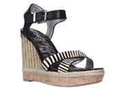 Sam Edelman Clay Wedge Ankle Strap Sandals Black Zebra 8.5 M US 39.5 EU