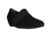 Paul Green Dazzle Studded Wedge Loafers Black Suede 5.5 M US