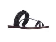 Via Spiga Gwenda Toe Ring Gem Studded Flat Sandals Black 7.5 M US