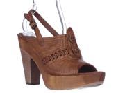 FRYE Anya Concho Sling Peep Toe Platform Woven Sandals Brown 9.5 M US