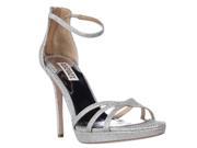 Badgley Mischka Signify Platform Ankle Strap Sandals Silver 8.5 M US