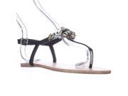 XOXO Telvin Jeweled T Strap Flat Sandals Black Multi 5.5 M US