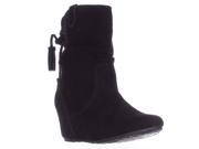 White Mountain Perfect Wedge Tassle Ankle Boots Black Suede 6 M US