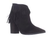 Kenneth Cole REACTION Pull Ashore Fringe Ankle Booties Black 7.5 M US 38 EU
