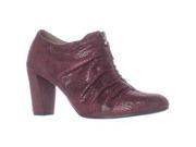 Aerosoles Fortunate Front Zip Scrunch Ankle Boots Wine Snake 8 W US