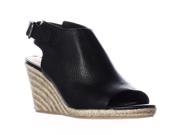 Via Spiga Ingrid Peep Toe Espadrille Wedge Ankle Strap Sandals Black 8.5 M US 38.5 EU