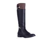 KS35 Deliee Flat Knee High Boots Black Cognac 6.5 US