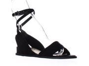 Via Spiga Enora Ankle Strap Up Low Wedge Sandals Black 6 M US 36 EU