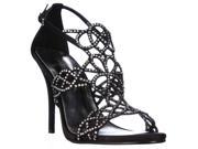Caparros Armani Rhinestone Caged Dress Sandals Black 9.5 US