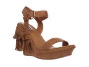 Not Rated Roaring Ruby Fringe Braided Wedge Sandals Nude 8.5 US 40 EU