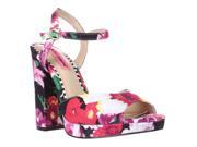 Betsey Johnson Isla Ankle Strap Dress Sandals Black Floral 8.5 US