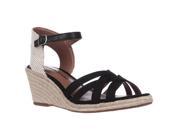 Lucky Brand Kalley Espadrille Wedge Sandals Black Natural Linen 5.5 US
