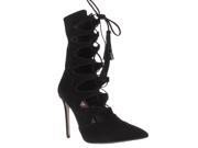Steve Madden Piper Strappy Pointed Toe Lace Up Dress Boots Black 8 US