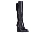 MICHAEL Michael Kors Clara Knee High Wedge Boots Black 8.5 US 39 EU