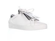 MICHAEL Michael Kors Keaton Kiltie Fringe Lace Up Sneakers Optic White Silver 9.5 US 40.5 EU