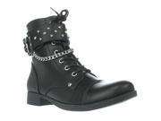 G by GUESS Braxton Studded Chain Combat Boots Black 9.5 US