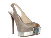 Jessica Simpson Kabale Platform Peep Toe Slingback Sandals Gold 9 US 39 EU