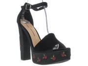 Chinese Laundry Ariana Platform Sankle Strap Sandals Black Velvet 8 US 38.5 EU