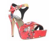 G by GUESS Cenikka Platform Ankle Strap Sandals Red Multi 7 N US