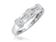 1 4 Carat T.W. Round Cut Diamond His and Hers Wedding Band Set 14K White Gold