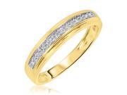 1 2 Carat T.W. Round Cut Diamond His And Hers Wedding Band Set 14K Yellow Gold