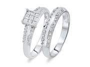 3/4 Carat T.W. Round, Princess Cut Diamond Ladies Bridal Wedding Ring Set 14K 3/4 Carat T.W. Round, Princess Cut Diamond Ladies Bridal Wedding Ring Set 14K