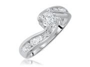 7 8 Carat T.W. Round Cut Diamond Ladies Engagement Ring 14K White Gold Size 5