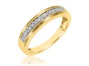 1 4 Carat T.W. Round Cut Diamond His And Hers Wedding Band Set 14K Yellow Gold