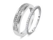 1/3 Carat T.W. Round Cut Diamond His And Hers Wedding Band Set 10K White Gold- 1/3 Carat T.W. Round Cut Diamond His And Hers Wedding Band Set 10K White Gold-