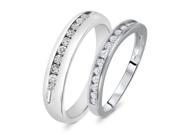 1 2 Carat T.W. Round Cut Diamond His And Hers Wedding Band Set 14K White Gold