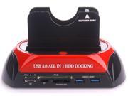 Multi function All in 1 HDD Docking Station for 2.5 3.5 HDD model 876U3C USB3.0 3.0hubs 3.0 Card Reader HDD Enclosure